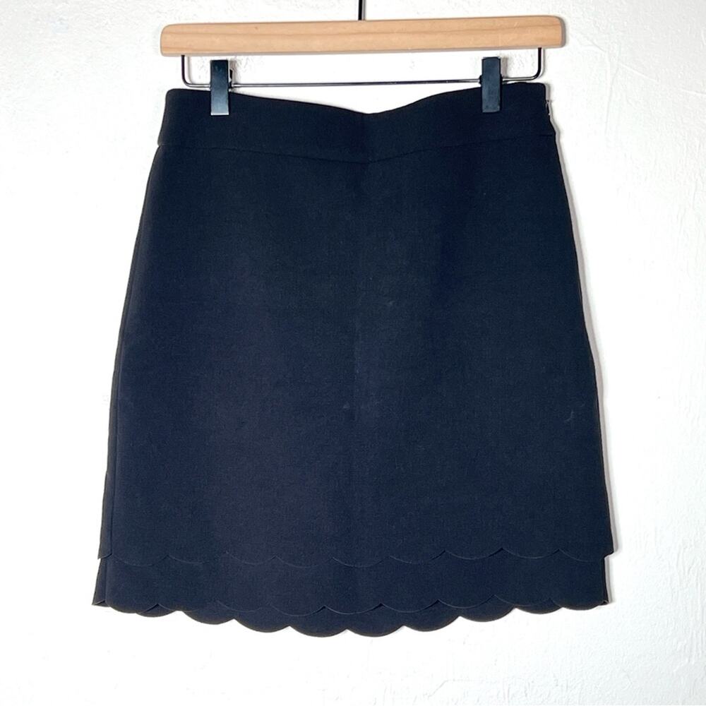 Loft black A line scalloped hem tiered skirt size 0 B198